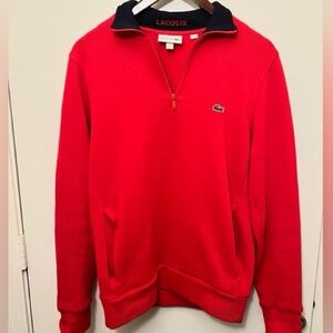Lacoste men's red quarter-zip sweatshirt - 3xl